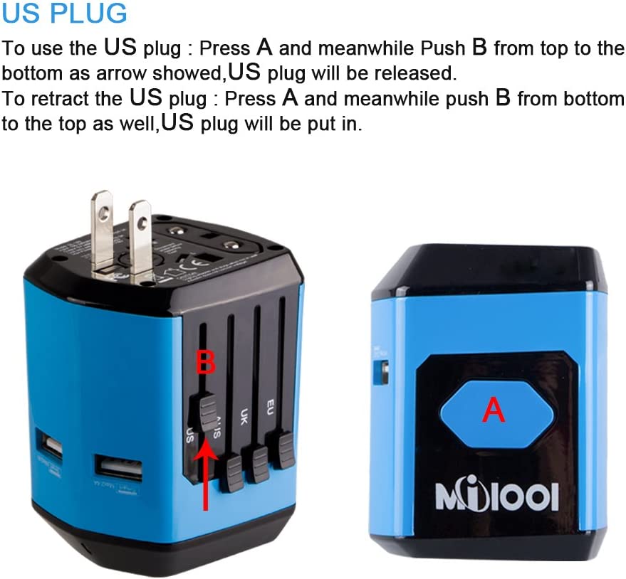 Universal Travel Adapter with Compass with 2.4A Dual USB Ports Power Converter - Deal of Month