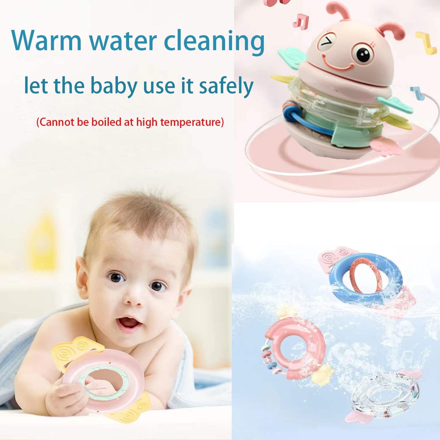 Baby Rattles, Stacking Ring Toys for 6 to 12 Months Girls Boys ,Music Toys for 18 Months, Early Learning Toys for Toddlers, Gift for Newborn Infants 0-18 Months (Pink)