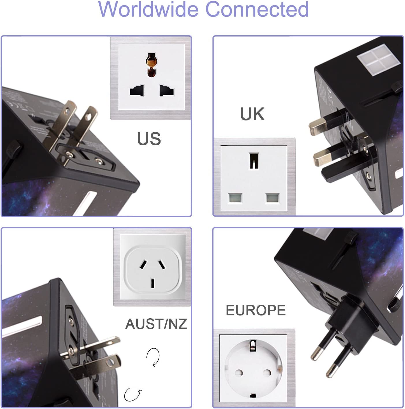 Universal Travel Adapter Power Adapter All in 1 European Travel Converter 3 USB - Deal of Month