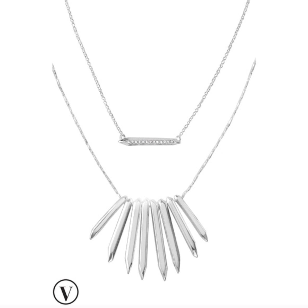 Stella & Dot Rebel Cluster Necklace in Silver Layered Crystal Silver Spike - Deal of the Month