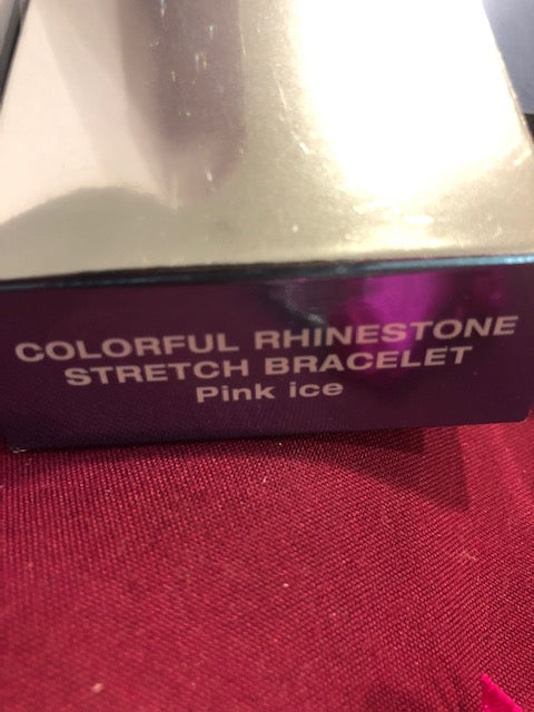 AVON Vintage Colorful Rhinestone Stretch Bracelet Pink/Ice New in Box