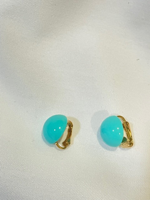 Vintage AVON Turquoise Impressions Buttons Clip Earrings NEW in Box
