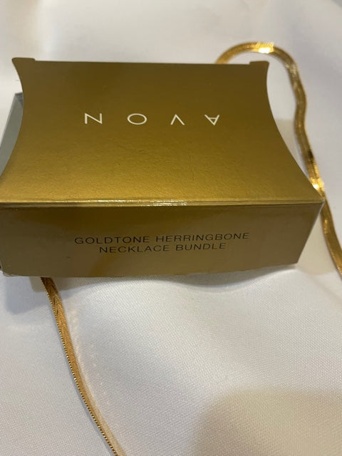 Vintage AVON Goldtone Herringbone Necklace Bundle NEW in Box