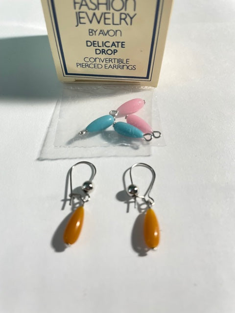 Vintage AVON Delicate Drop Convertible Pierced Earrings, Elegant Earrings NEW in Box 1982