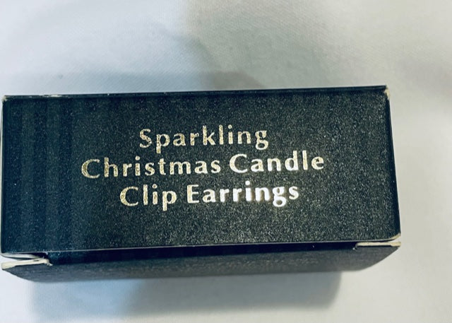 NEW AVON Vintage Sparkling Christmas Candle Clip Earrings