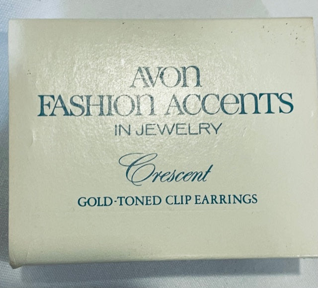 NEW AVON Vintage Gorgeous Gold tone Crescent Clip Earrings 1976