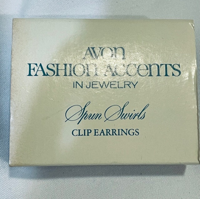 NEW AVON Vintage Gorgeous Silver tone Spun Swirls Clip Earrings 1977