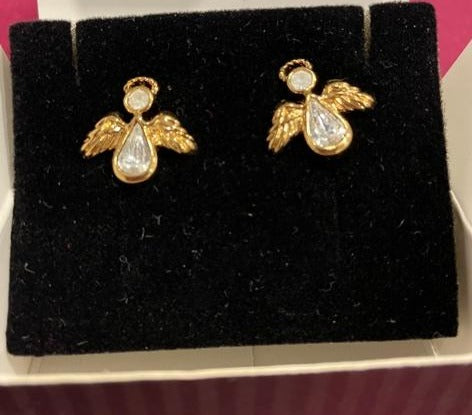 AVON Vintage Angelic Sparkle Pierced Earrings with Surgical Steel Post NEW in BOX 1994