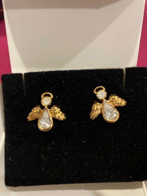 AVON Vintage Angelic Sparkle Pierced Earrings with Surgical Steel Post NEW in BOX 1994