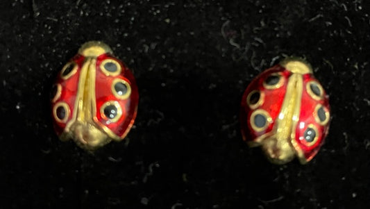 AVON Vintage Beautiful Ladybug Red Pierced Earrings New