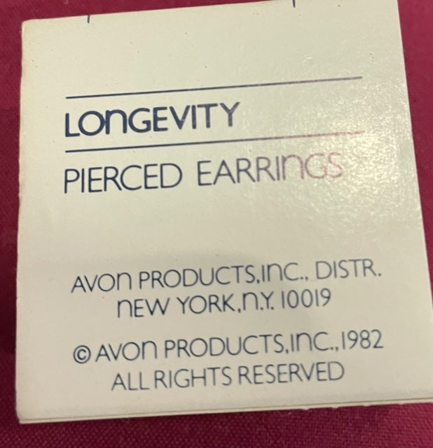 AVON Vintage Beautiful Longevity Pierced Earrings with Surgical Steel Posts NEW in BOX 1982