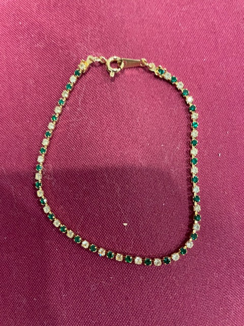 AVON Vintage Beautiful Galaxy of Color Bracelet Simulated Emerald and Rhinestones Bracelet New in Box