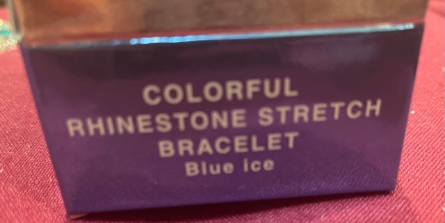 AVON Vintage Beautiful Colorful Rhinestone Stretch Bracelet Blue Ice New in Box