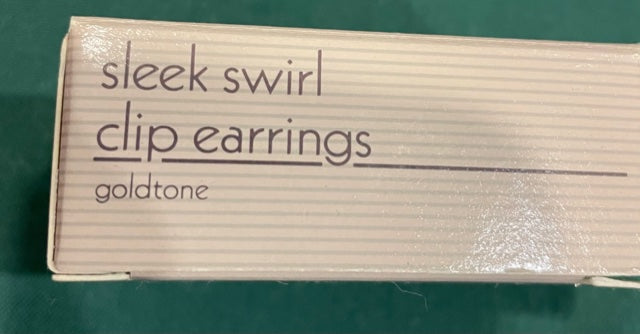 AVON Beautiful Sleek Swirl Gold Tone Clip Earrings NEW in BOX