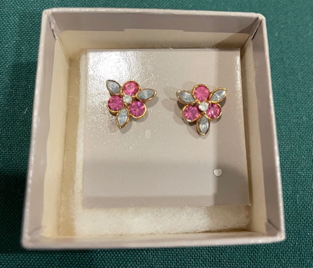 AVON Beautiful Pink Sparkle Earrings with Surgical Steel Posts Earrings NEW in BOX
