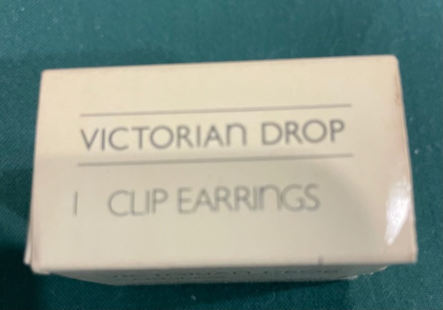 AVON Beautiful Victorian Drop Black Clip Earrings NEW in BOX