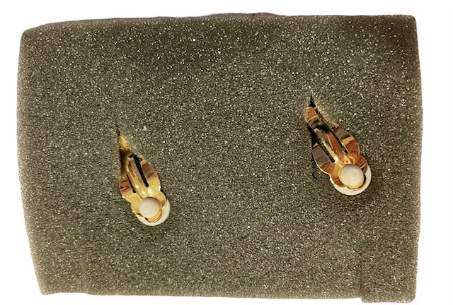 Vintage AVON Gold Tone Pearl Large Clip Earrings NEW in Box 1994