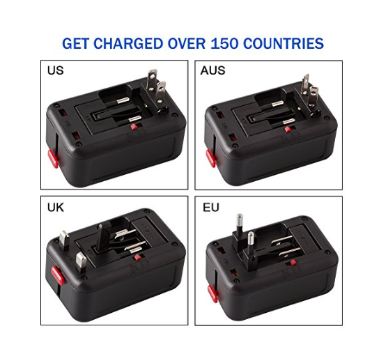 Universal Travel Adapter QC 3.0 Power Adapter All in 1 Europe Travel Converter - deal of month