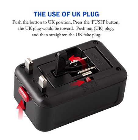 Universal Travel Adapter QC 3.0 Power Adapter All in 1 Europe Travel Converter - deal of month