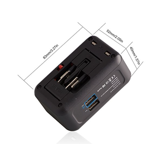 Universal Travel Adapter QC 3.0 Power Adapter All in 1 Europe Travel Converter - deal of month