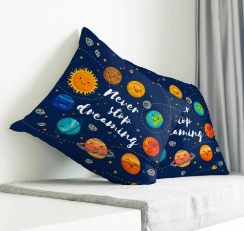 Planet Throw Pillow Case Solar System Star Dark Blue Square Cushion Cover 16'' - deal of month