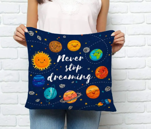 Planet Throw Pillow Case Solar System Star Dark Blue Square Cushion Cover 16'' - deal of month