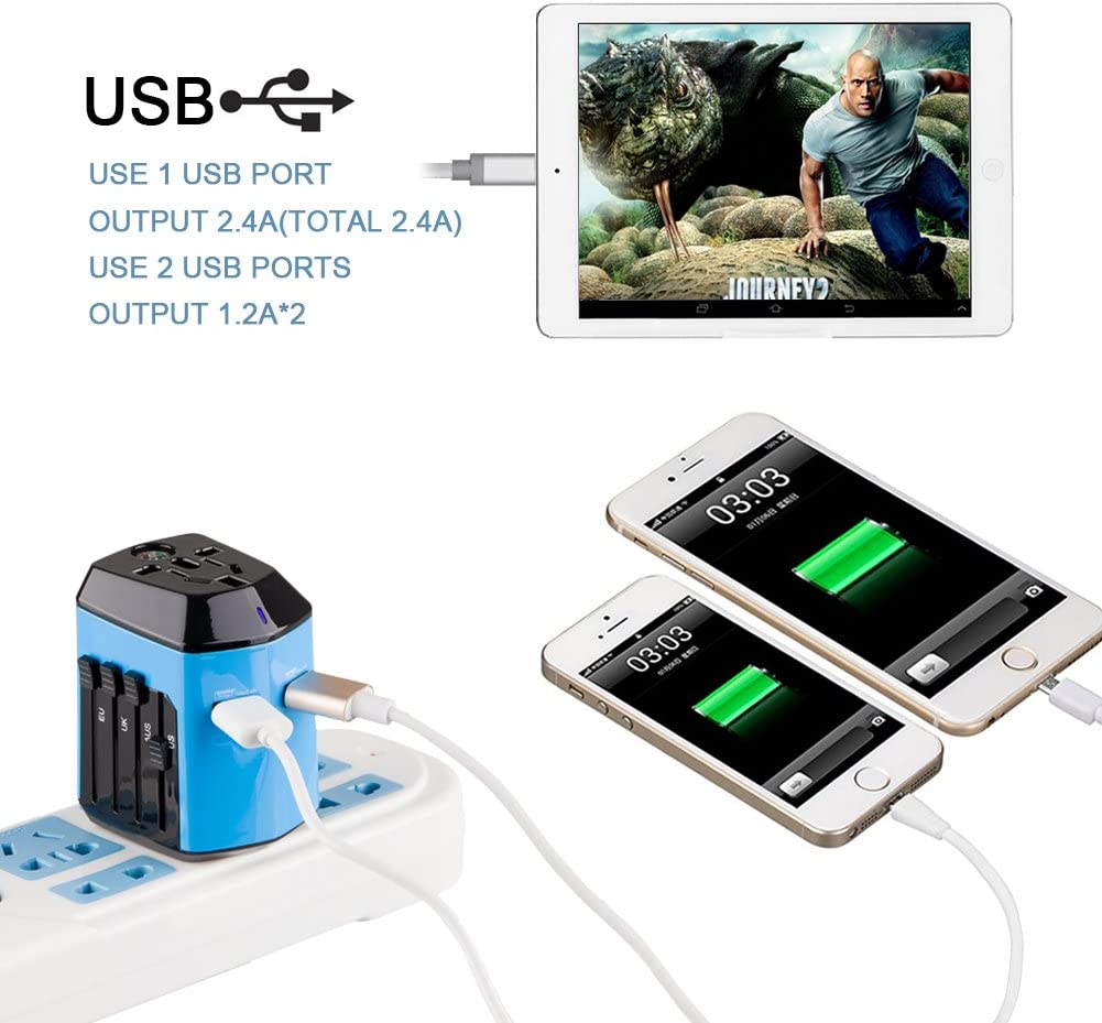 Universal Travel Adapter with Compass with 2.4A Dual USB Ports Power Converter - Deal of Month