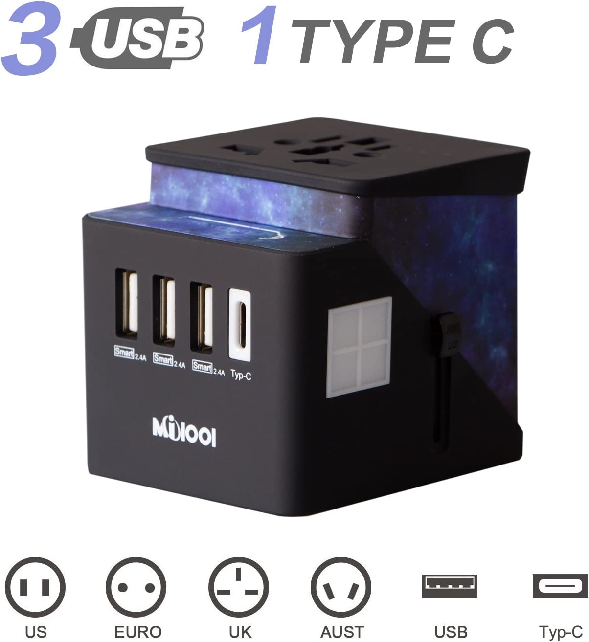 Universal Travel Adapter Power Adapter All in 1 European Travel Converter 3 USB - Deal of Month