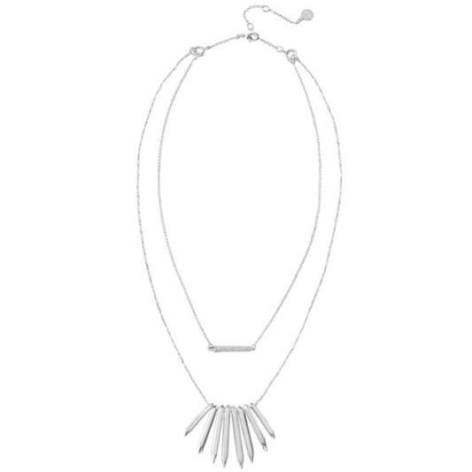 Stella & Dot Rebel Cluster Necklace in Silver Layered Crystal Silver Spike - Deal of the Month