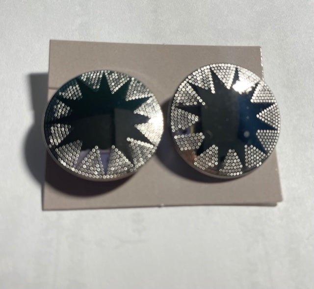 Vintage AVON Silver Tone Sunburst Clip Earrings NEW in Box 1987