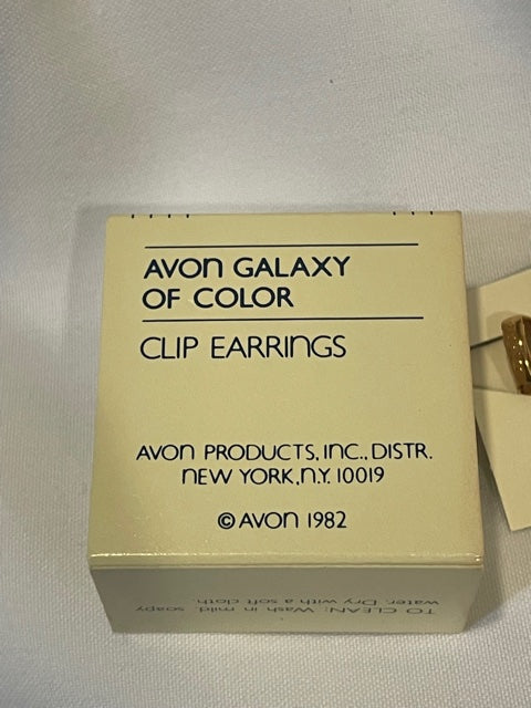 Vintage AVON Galaxy of Colors Beautiful Clip Earrings NEW in Box 1982