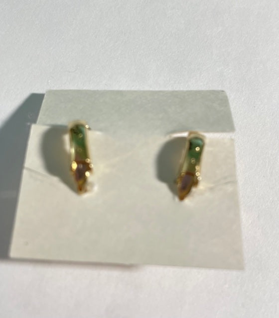 Vintage AVON Aurora Borealis Gold tone Clip Earrings NEW in Box 1981