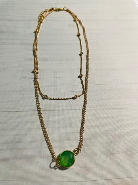 New Green Round Multi Layer Pendant Necklace, Fashion Pendant Necklace