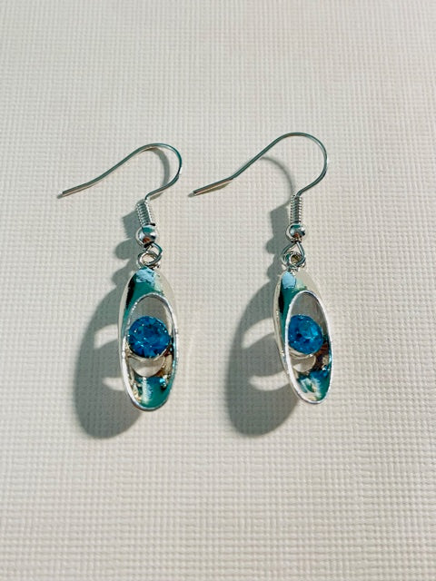 NEW Fashion Beautiful Blue Gemstone Pierced Earrings