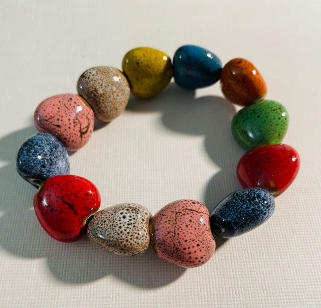 Beautiful New Ceramic Heart Multi Color Bracelet