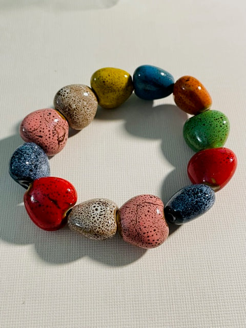 Beautiful New Ceramic Heart Multi Color Bracelet