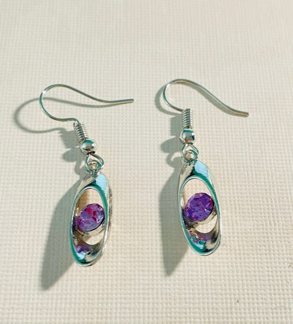 NEW Fashion Beautiful Purple Gemstone Pierced Earrings