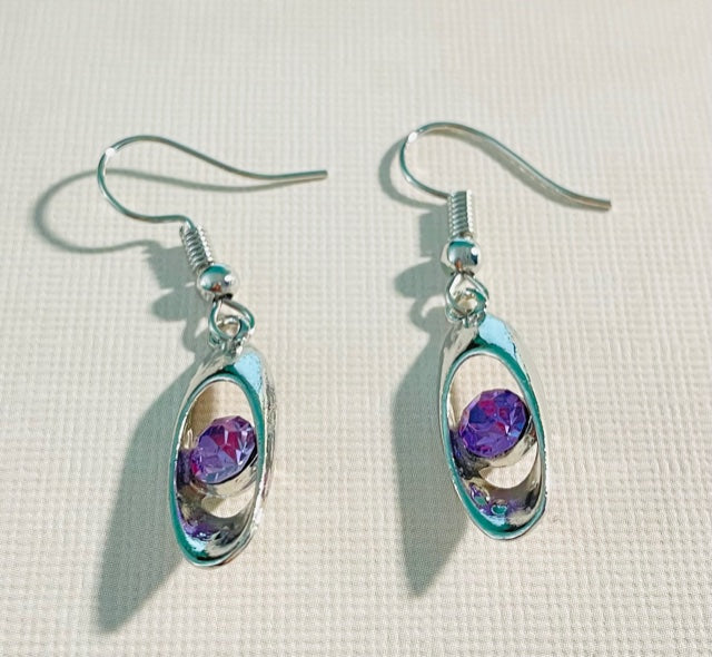 NEW Fashion Beautiful Purple Gemstone Pierced Earrings