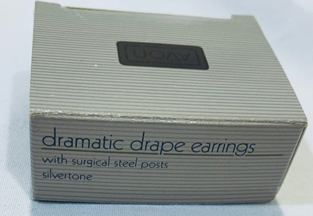 NEW AVON Vintage Dramatic Drape Earrings, Silver Tone Earrings with Surgical Steel Post