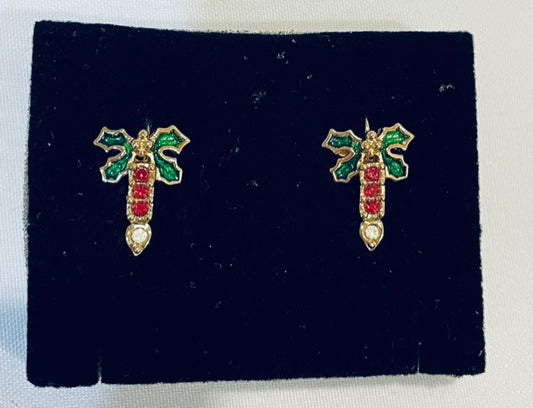 NEW AVON Vintage Sparkling Christmas Candle Clip Earrings