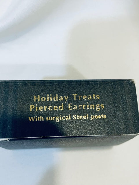 NEW AVON Vintage Christmas Holidays Treats Pierced Earrings with Surgical Steel Posts