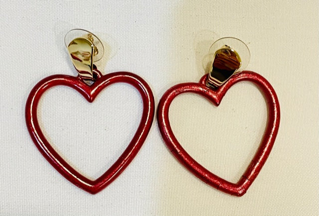 NEW AVON Vintage Red Heart Dangle Earrings with Surgical Posts