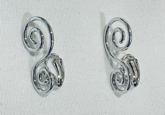 NEW AVON Vintage Gorgeous Silver tone Spun Swirls Clip Earrings 1977