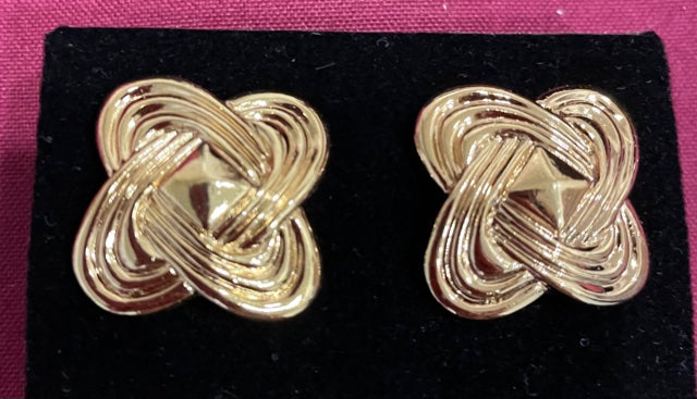 AVON Vintage Tailored Knot Clip Earrings Large NEW in BOX 1992