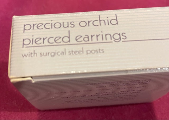 AVON Vintage Precious Orchid Pierced Earrings with Surgical Steel Posts NEW in BOX 1992