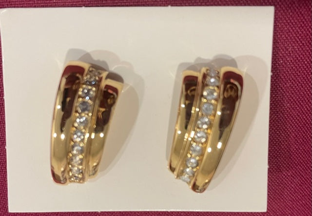 Avon, Jewelry, Avon Gold Brown Rhinestones On Filigree Antique Gold  Pierced Earrings Vintage