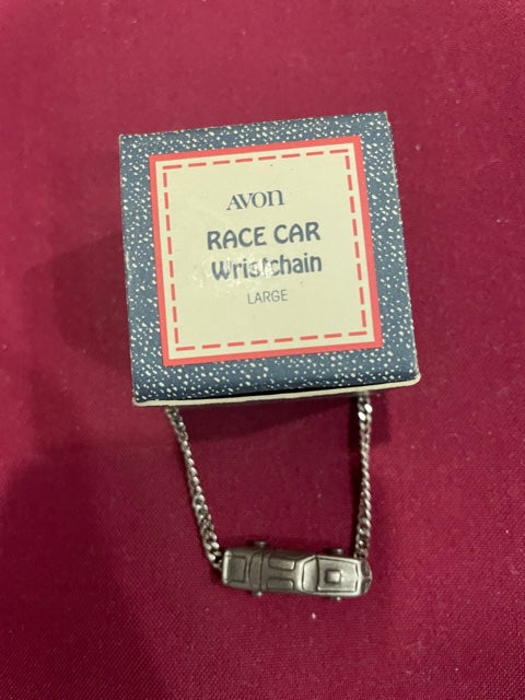 AVON Vintage Metallic Race Car Wrist Chain Bracelet New in Box
