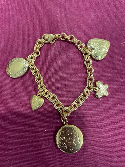 AVON Vintage Locket Charm Gold Tone Bracelet New in Box