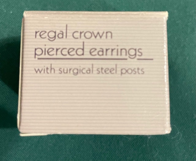 AVON Beautiful Regal Crown Pierced Earrings with Surgical Posts NEW in BOX