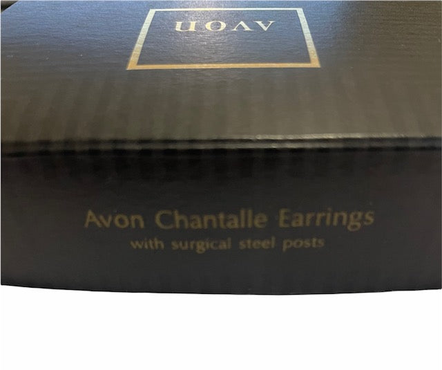 Vintage AVON Faux Diamond and Pearl Chantalle Earrings with Surgical Steel Posts NEW in Box 1994